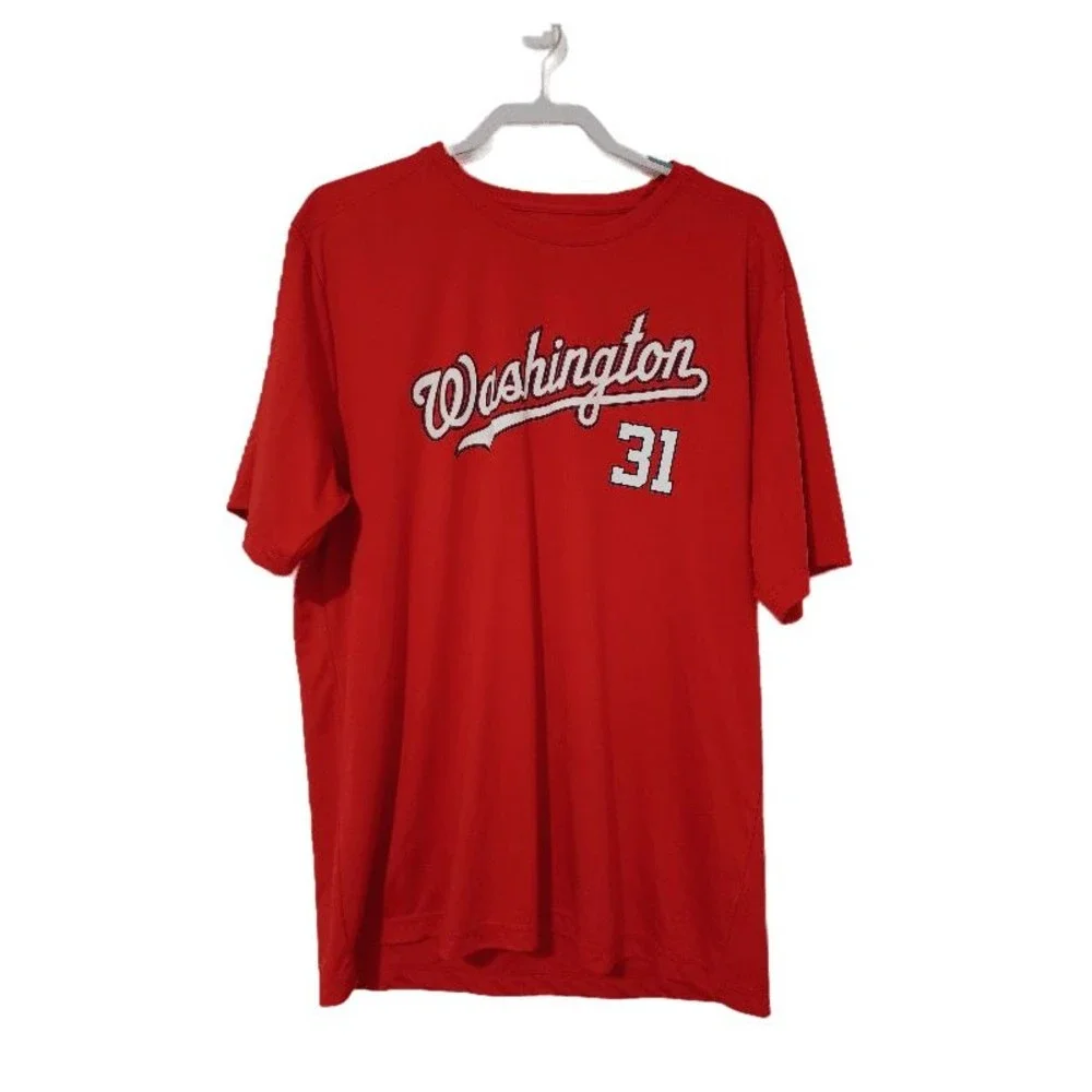 Washington NATS Mens T-Shirt MAX SCHERZER #31 Size XL Red Short Sleeve Baseball - Picture 1 of 7